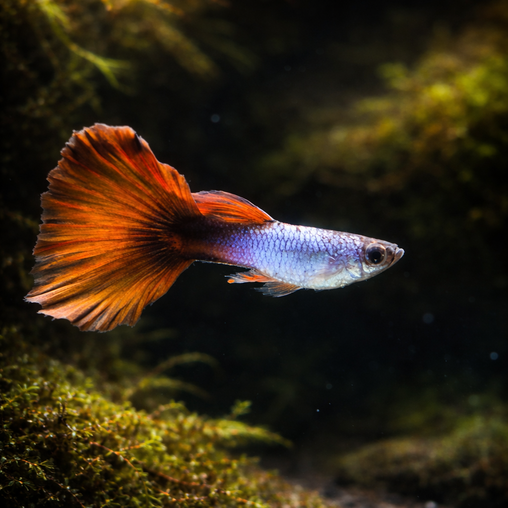 Silver Wild Red Guppy